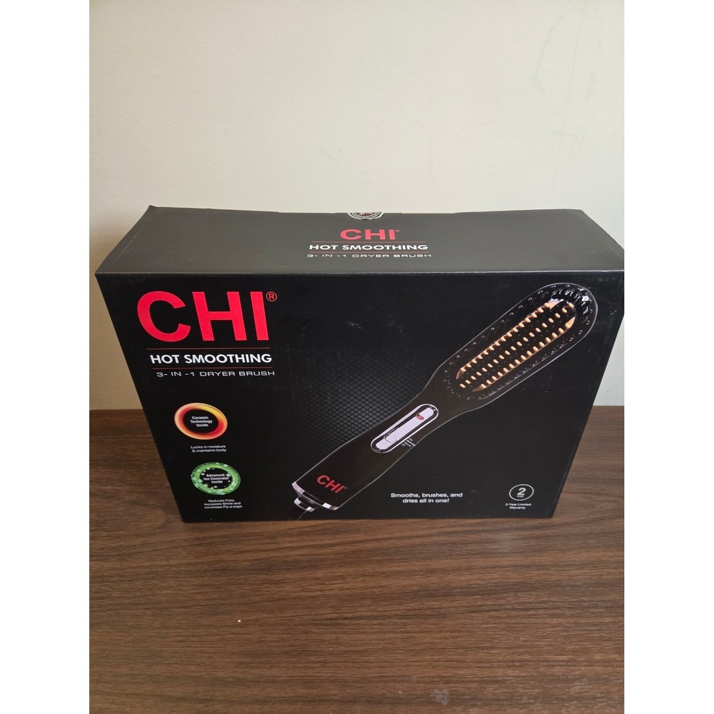 CHI Hot Smoothing 3-in-1 Dryer Brush Ceramic Ionic Hair Straightening Blow Dryer